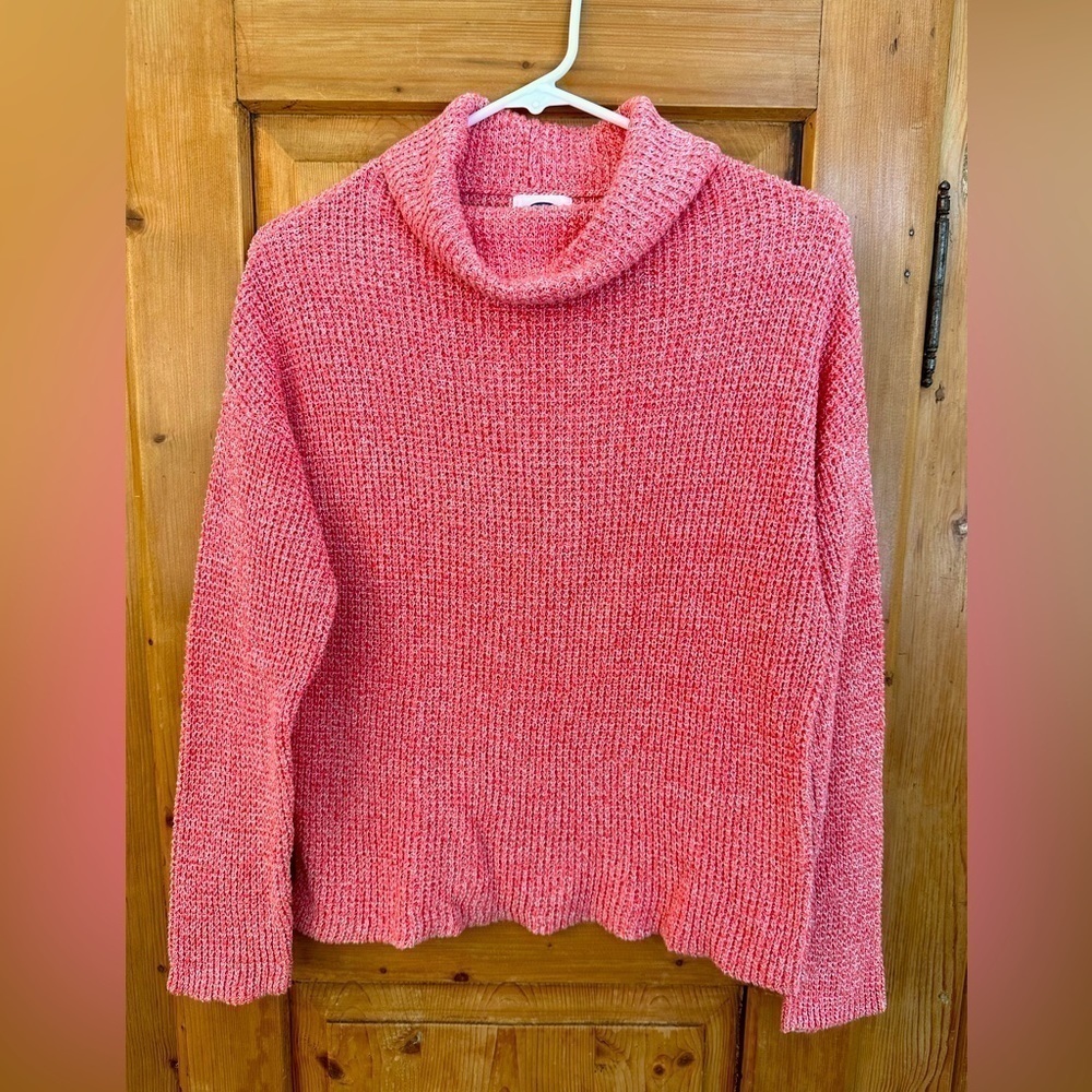 Old Navy Sweater Red & White Cowl Neck Size Medium Academia Fall